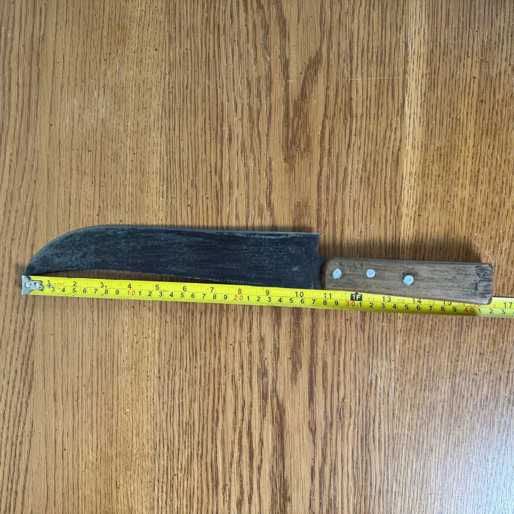 Vintage‎ Hand Forged Butcher Knife Rustic 10.5 Inch Blade Wood Handle